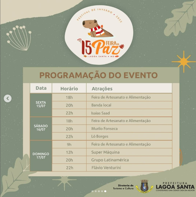 15ª Feira da Paz em Lagoa Santa